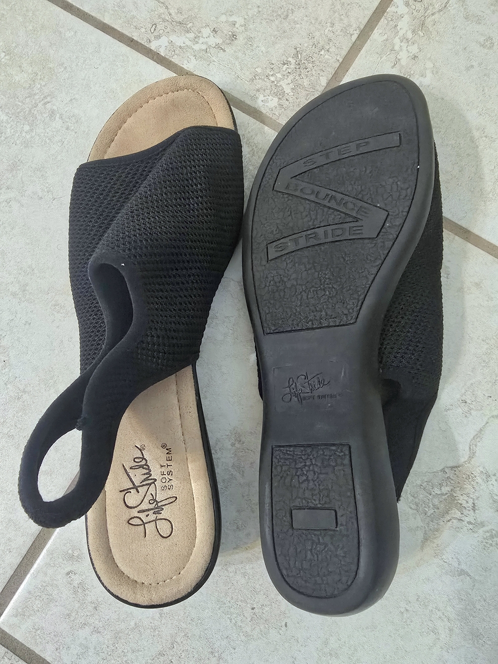 Life Stride Black Knit Slingback Mules - Picture 2 of 2